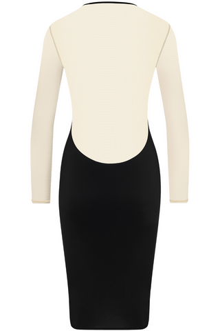 Black & Nude Midi Dress Long Sleeves Maison Close Pure Tentation