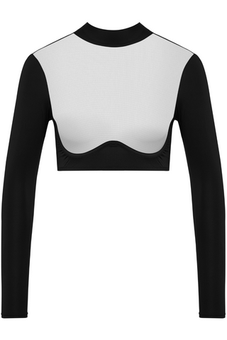 Maison Close Pure Tentation Long Sleeve Crop Top Black - Sexy Lingerie