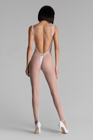 Maison Close Pure Tentation White Jumpsuit with Zip - Sheer Lingerie
