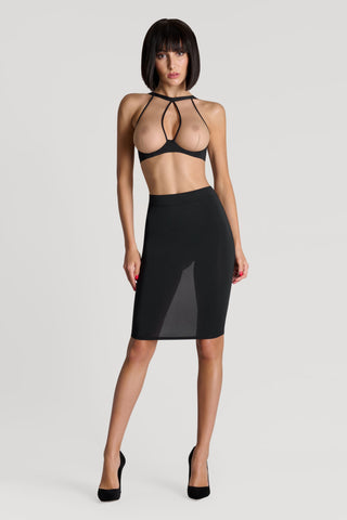Maison Close Pure Tentation Sheer Back Black & Nude Skirt