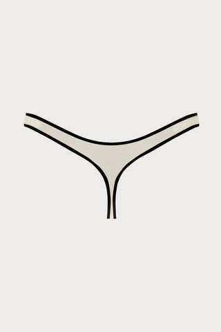 Pure Tentation Sheer High Leg Thong in Black & Nude