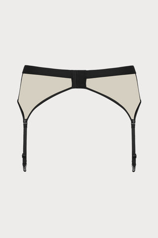 Pure Tentation Suspender Belt in Black & Nude