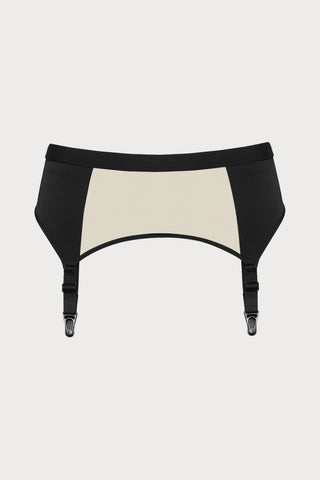 Pure Tentation Suspender Belt in Black & Nude