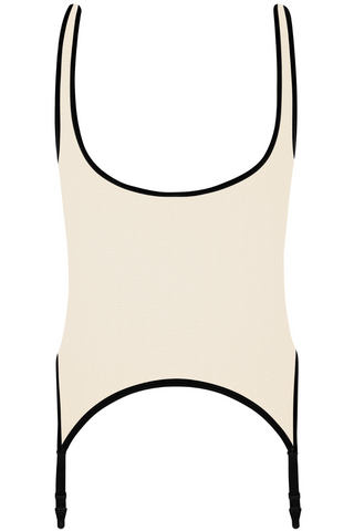 Maison Close Pure Tentation Sheer Black & Nude Suspender Tank Top