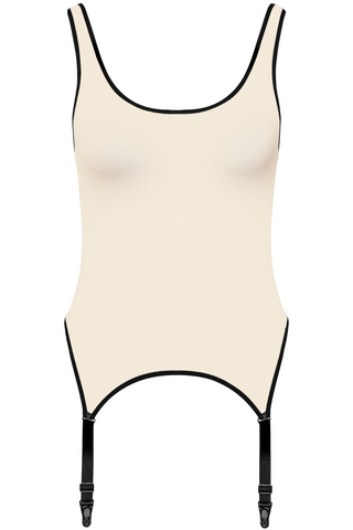 Maison Close Pure Tentation Sheer Black & Nude Suspender Tank Top