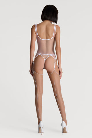 Maison Close Pure Tentation Sheer White Suspender Tank Top