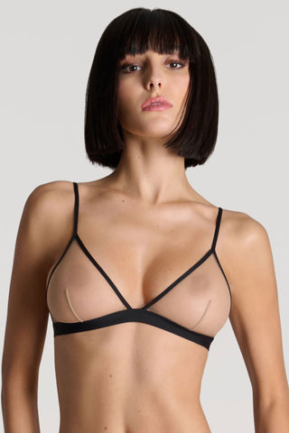 Maison Close Pure Tentation Sheer Black & Nude Wireless Triangle Bra