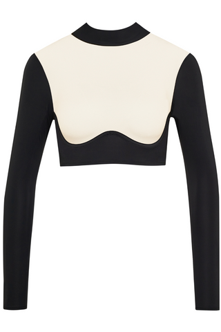 Long Sleeve Crop Top Black & Nude Maison Close Pure Tentation