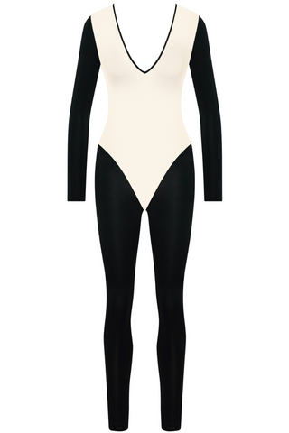 Black & Nude V Neck Jumpsuit Maison Close Pure Tentation