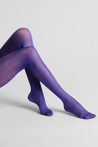 Maison Close Silky Purple Cut & Curled Stockings 40 Denier