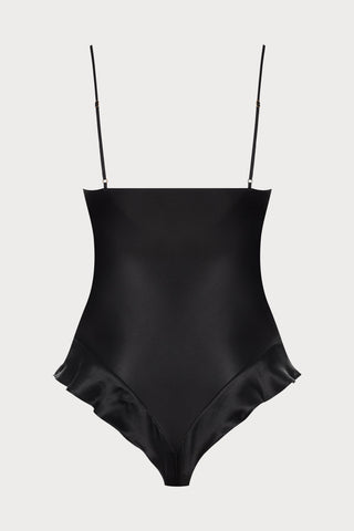 Rendez-Vous Silk & Lace V Neck Thong Bodysuit, Size L (UK 10-12)