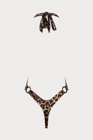 Safari Scarf-Tie Plunge Swimsuit