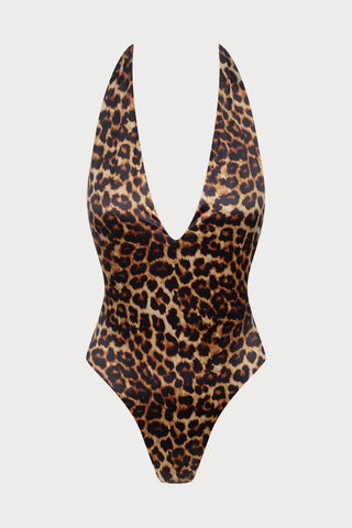 Safari Scarf-Tie Plunge Swimsuit