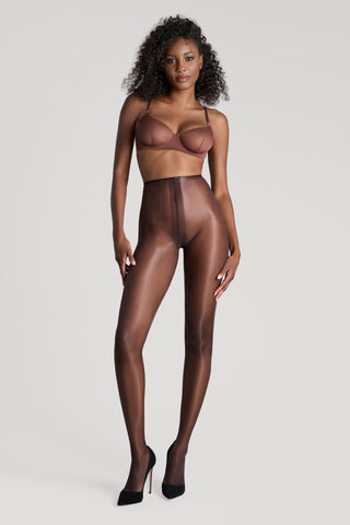 Maison Close Satin Tights Brown 10 Denier