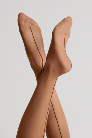 Maison Close Signature Seamless Back Seamed Tights Sun Nude 20 Denier