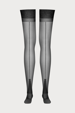 Maison Close Black Signature Back Seamed Nylon Stockings 15 Denier