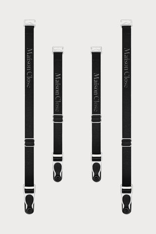 Maison Close Signature Suspender Straps Black/Silver - Naughty Knickers