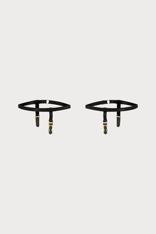 Maison Close Signature Leg Garters Black/Gold - Naughty Knickers