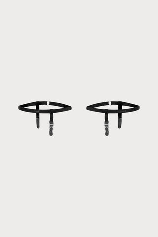 Maison Close Signature Leg Garters Black/Silver - Naughty Knickers