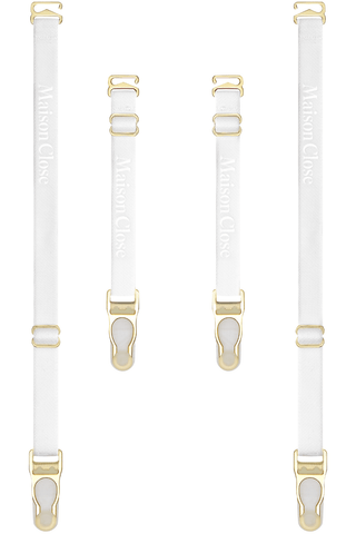 Maison Close Signature Suspender Straps White