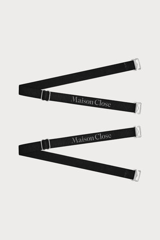 Maison Close Signature Thong Straps Black/Silver - Naughty Knickers