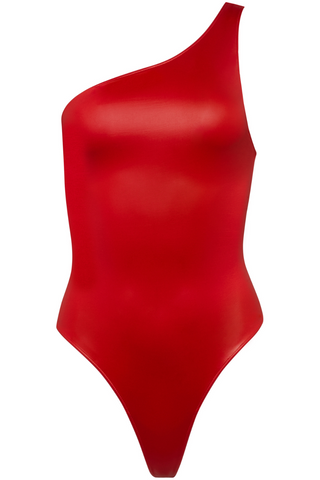 Maison Close Splash Red Asymetric Thong Swimsuit - Sexy Swimsuit