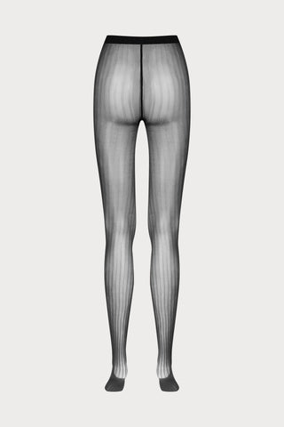 Maison Close Striped Illusion Tights Black 30 Denier