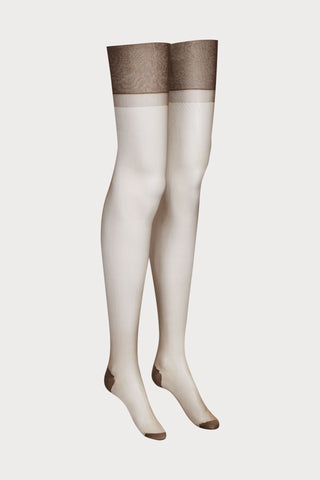 Maison Close Taupe Nylon Stockings with Neon Pink Back Seam 