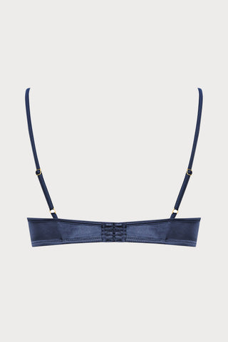 Villa Satine Navy Lace Wire Bra, Size UK 32B