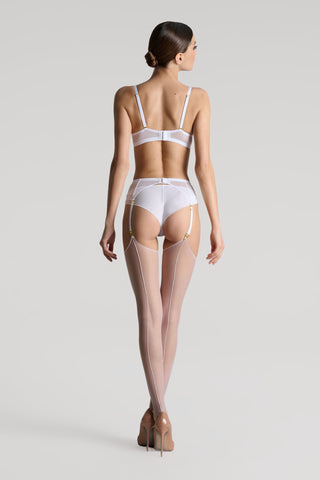 Maison Close Double Seam Cut & Curled Stockings White