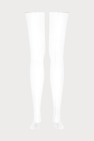 Maison Close Double Seam Cut & Curled Stockings White