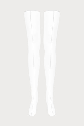 Maison Close Double Seam Cut & Curled Stockings White