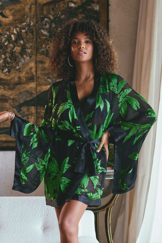 Marjolaine Ambre Short Robe Mint Print
