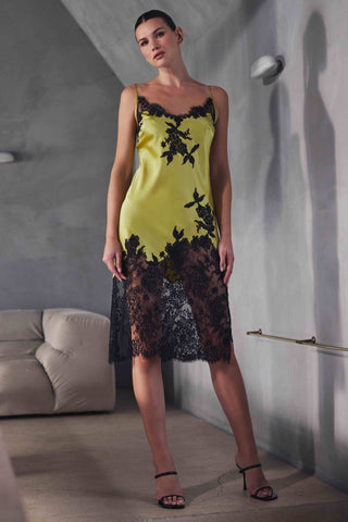 Marjolaine Bella Slip Dress in Lemon & Black