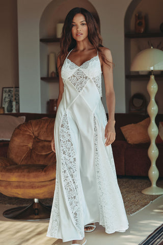 Marjolaine Carmela Long Silk & Lace Nightie