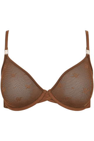 Nudea Monogram Mesh Underwired Demi Bra Espresso