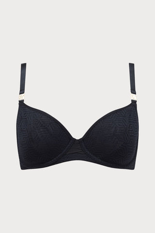 Nudea Sheer Deco Balcony Bra Black