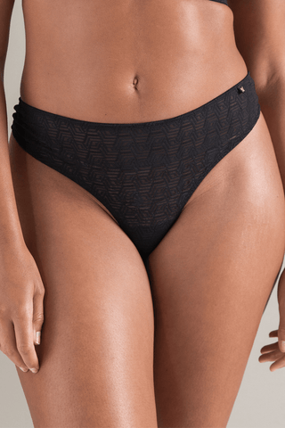 Nudea Sheer Deco Thong Black