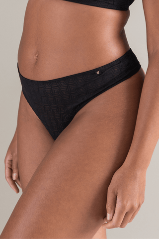 Nudea Sheer Deco Thong Black