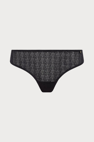 Nudea Sheer Deco Thong Black