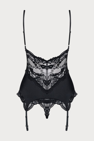 Obsessive 810 Corset & Thong Set Black