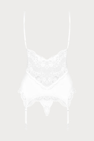 Obsessive 810 Corset & Thong Set White