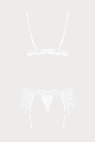 Obsessive 810 3 Piece Set | White Lace Lingerie