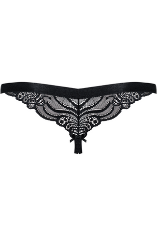 Obsessive 828 Black Lace Crotchless Thong