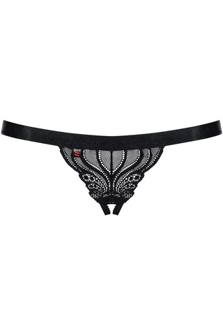 Obsessive 828 Black Lace Crotchless Thong