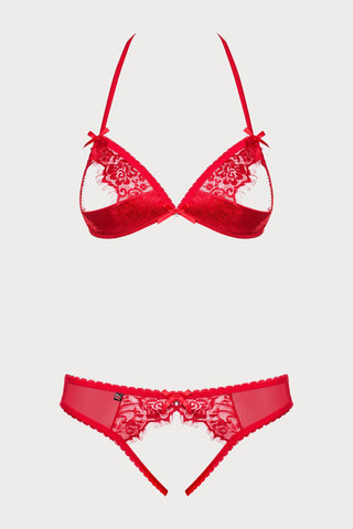 870 Ouvert Bra & Crotchless Thong, Size L-XL (UK 12-14)