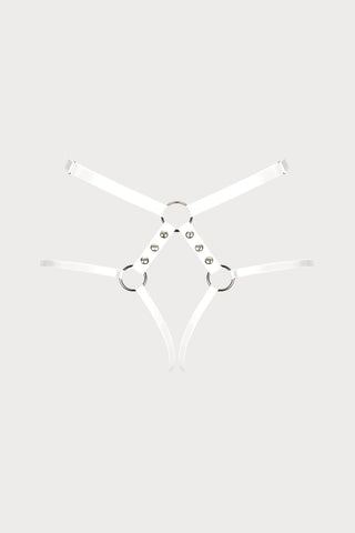 Obsessive A758 Faux Leather Harness Thong White