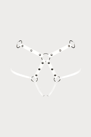 Obsessive A758 Faux Leather Harness Thong White