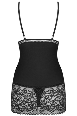 Obsessive Ailay Black Chemise & Thong Set - Sexy Black Lingerie