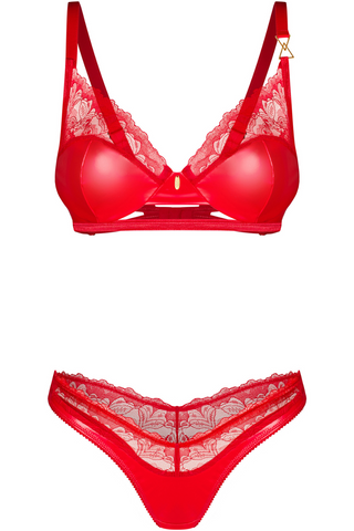 Obsessive Aliosa Red Bra & Thong Lingerie Set | Wetlook Lingerie